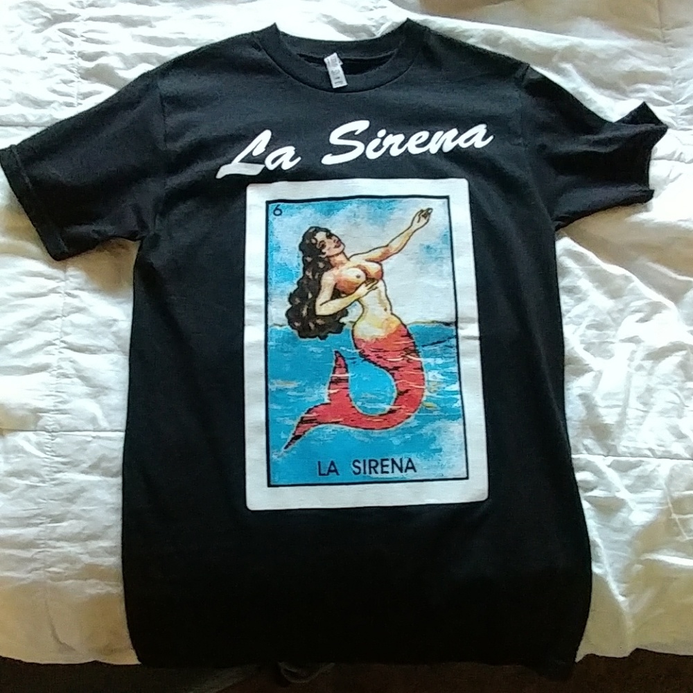 Black mermaid loteria card shirt